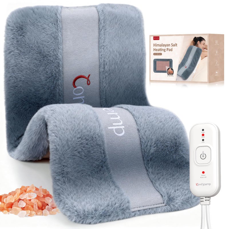 Comfytemp Himalayan Salt Weighted Heating Pad, Natural Moist Heating Pad for Back & Abdomen Comfort, Large Heated Pads for Women Men Mom Dad, 12"Ã—24", FSA Eligible HSAï¼ŒElectric Heat Warm with Auto-Off - Image 1