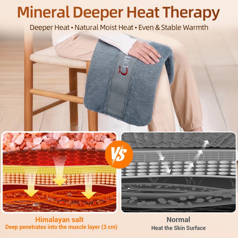 Comfytemp Himalayan Salt Weighted Heating Pad, Natural Moist Heating Pad for Back & Abdomen Comfort, Large Heated Pads for Women Men Mom Dad, 12"Ã—24", FSA Eligible HSAï¼ŒElectric Heat Warm with Auto-Off - Image 3
