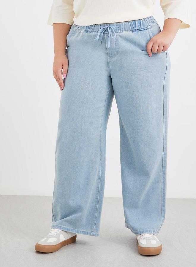 Styli Plus Wide Leg Jeans with Drawstring Waist - Image 2