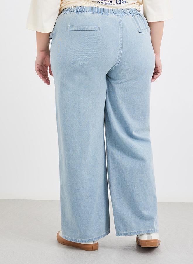 Styli Plus Wide Leg Jeans with Drawstring Waist - Image 4