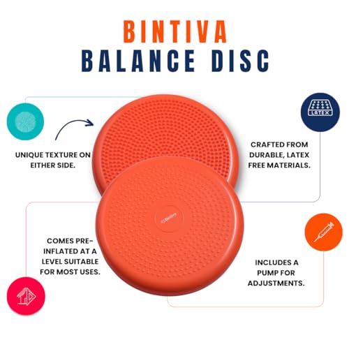 bintiva Inflated Stability Wobble Cushion/Exercise Fitness Core Balance Disc (Black),13 inches / 33 cm Diameter (FBA_510) - Image 3