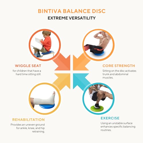 bintiva Inflated Stability Wobble Cushion/Exercise Fitness Core Balance Disc (Black),13 inches / 33 cm Diameter (FBA_510) - Image 2