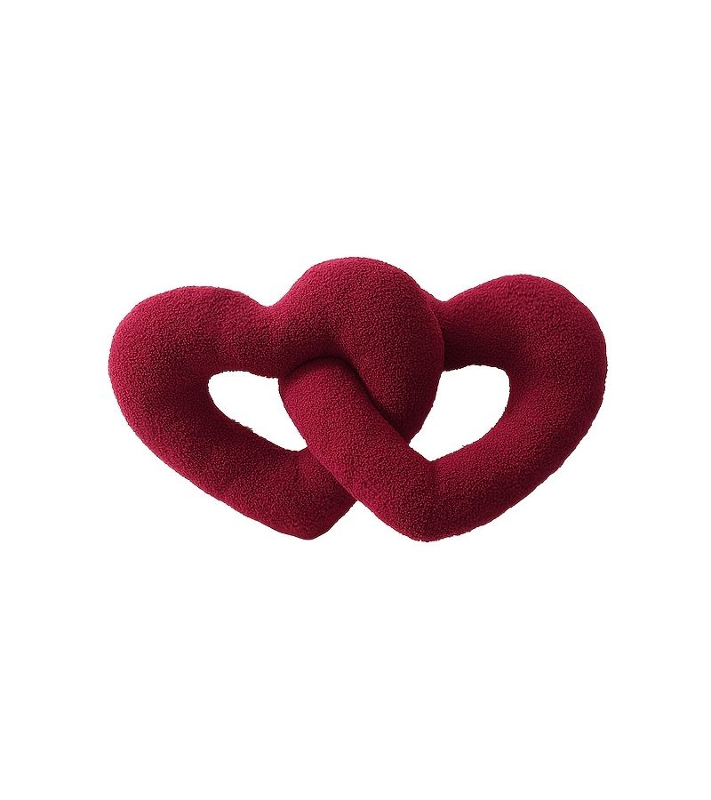 Red Heart Irregular Teddy Fleece Throw Pillow For Holiday Room Decor - Image 2
