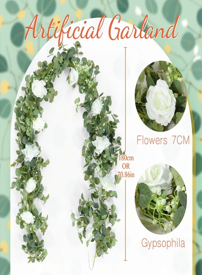 Canlierr 2pcs Large White Mr & Mrs Sign for Wedding Table with 5.91ft Artificial Flowers Garland, Wedding Centerpieces Wooden Bride and Groom Table Decorations for Engagement Decor (Champagne Rose) - Image 2