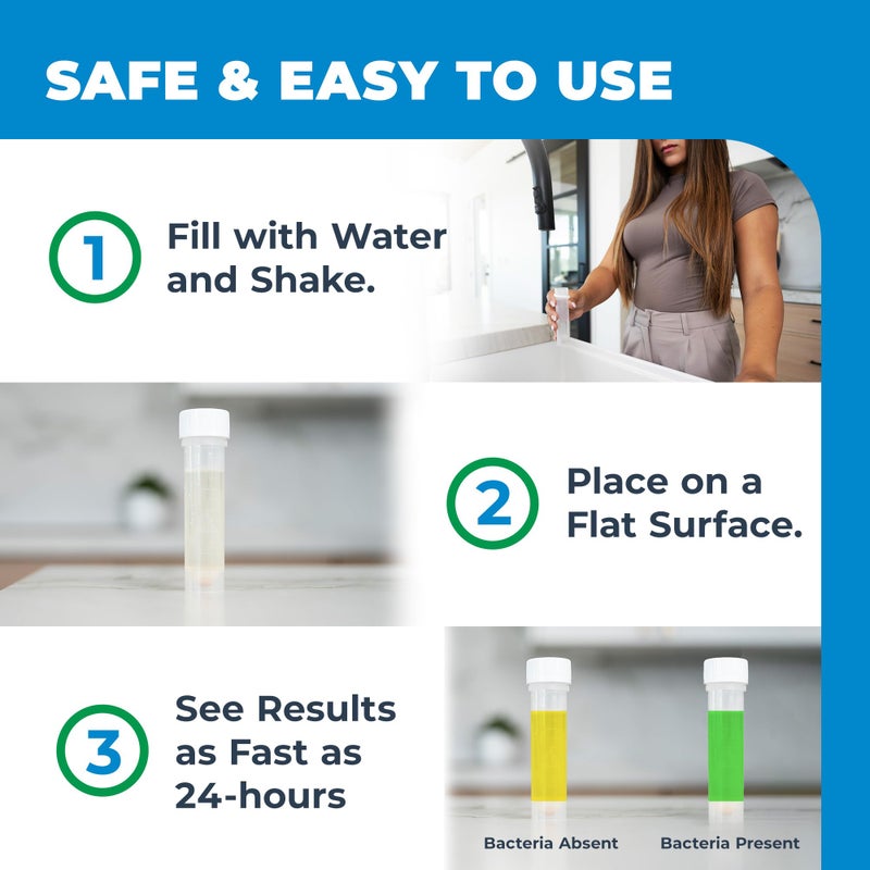 Safe Home® DIY Bacteria in Water Test Kit – Results as Fast as 24 Hours – Detects 50 Different Species of Coliform Bacteria – EPA Lab Certified – Made in The USA – (1 Pack) - Image 3
