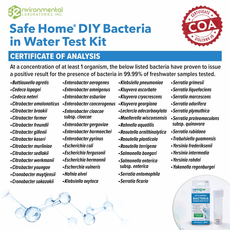 Safe Home® DIY Bacteria in Water Test Kit – Results as Fast as 24 Hours – Detects 50 Different Species of Coliform Bacteria – EPA Lab Certified – Made in The USA – (1 Pack) - Image 5