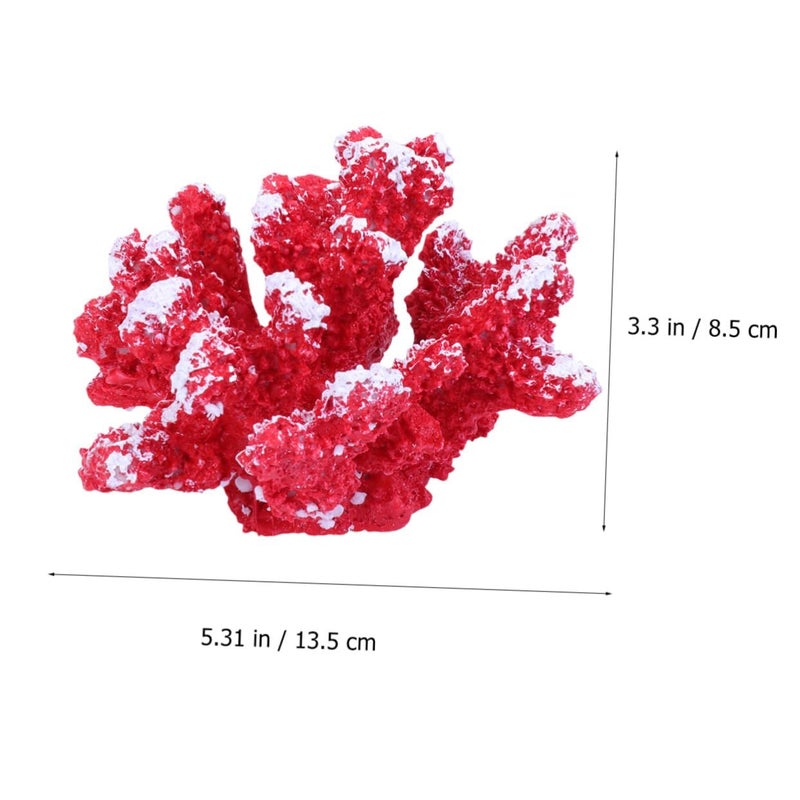 مرجاني أحمر محاكي من الراتينج لإكسسوارات حوض السمك، أبعاد 13.5×12 سم - Image 5