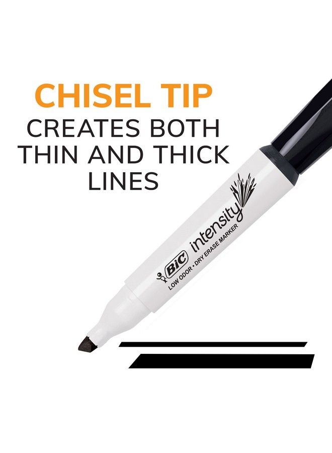 Bic Intensity Black Low Odor Dry Erase Markers Chisel Tip 12Count Pack Of Erasable Markers With Lowodor Ink For A Pleasant Writing Experience - Image 4