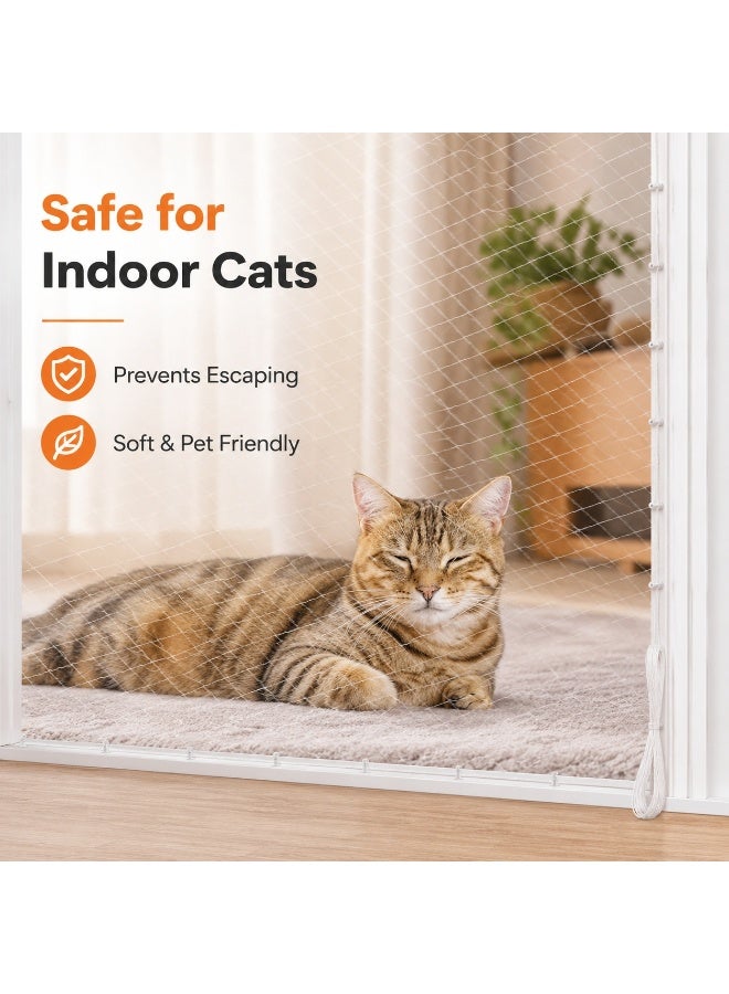 Tanyaz Cat Safety Net, Transparent Balcony Protection Mesh for Windows Indoor Areas and Pet Spaces, White Net with Fixing Rope and 30 Hooks Set, 2.5 CM Mesh - Image 4