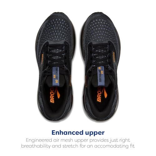 Brooks Men’s Adrenaline GTS 24 Supportive Running Shoe - Black/Country Blue/Orange - 9.5 Medium - Image 4