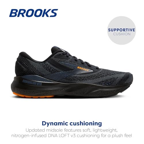 Brooks Men’s Adrenaline GTS 24 Supportive Running Shoe - Black/Country Blue/Orange - 9.5 Medium - Image 2