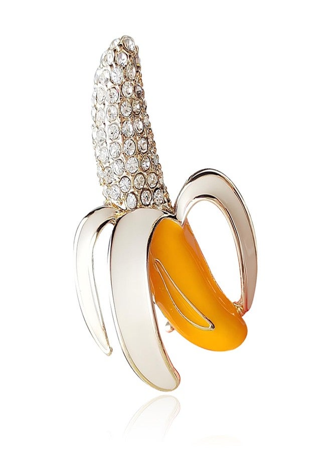 RLHRNDE Crystal Banana Brooch Pin for Women Tropical Banana Enamel Brooch Unique Fruit Pin Dainty Christmas Birthday Jewelry Clothing Backpack Jacket Hat Decoration (Banana) - Image 1