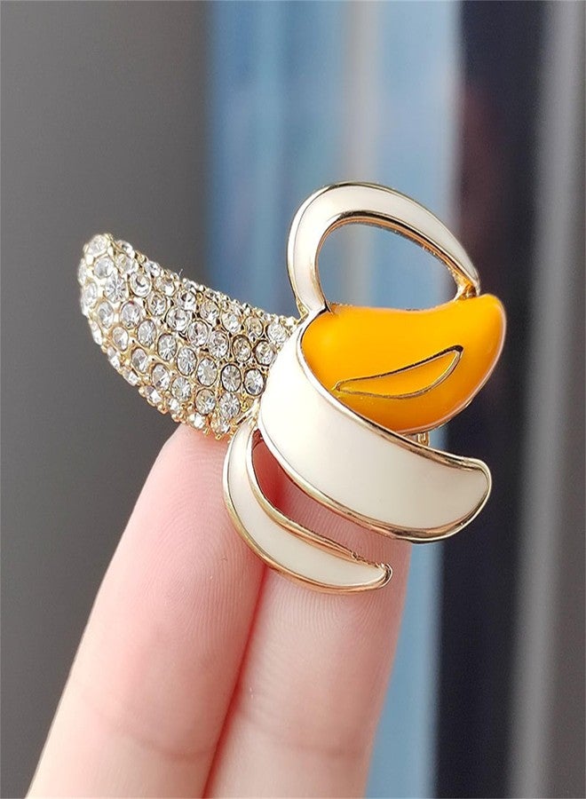 RLHRNDE Crystal Banana Brooch Pin for Women Tropical Banana Enamel Brooch Unique Fruit Pin Dainty Christmas Birthday Jewelry Clothing Backpack Jacket Hat Decoration (Banana) - Image 5