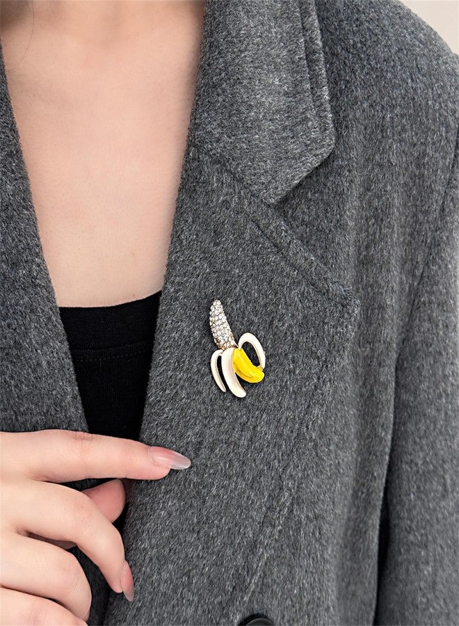 RLHRNDE Crystal Banana Brooch Pin for Women Tropical Banana Enamel Brooch Unique Fruit Pin Dainty Christmas Birthday Jewelry Clothing Backpack Jacket Hat Decoration (Banana) - Image 2