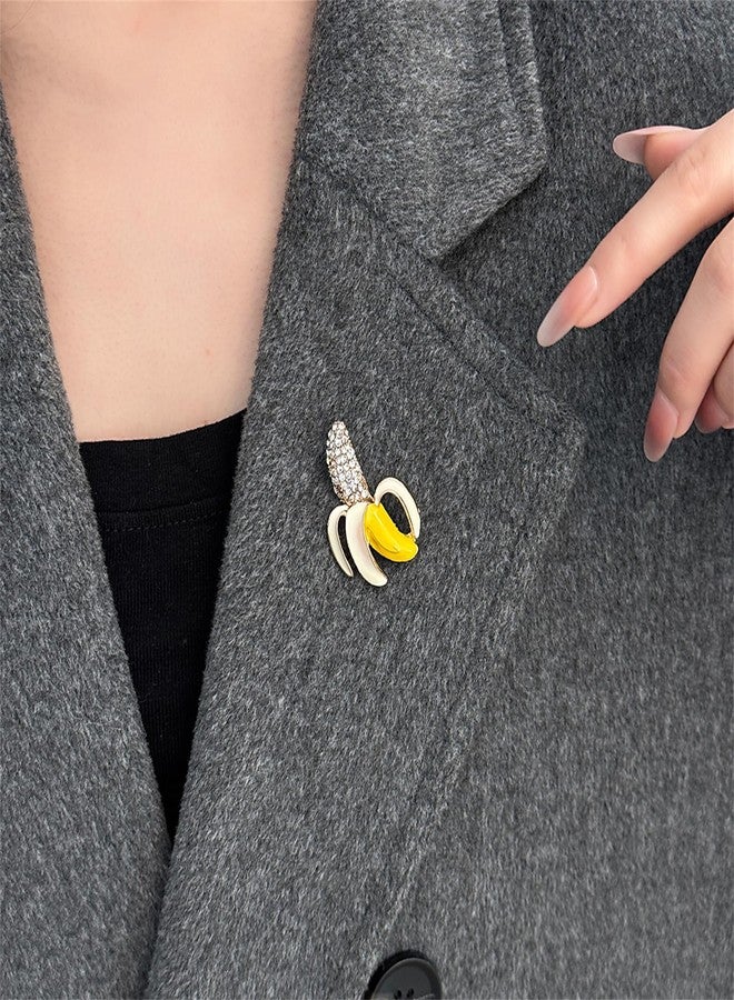 RLHRNDE Crystal Banana Brooch Pin for Women Tropical Banana Enamel Brooch Unique Fruit Pin Dainty Christmas Birthday Jewelry Clothing Backpack Jacket Hat Decoration (Banana) - Image 3