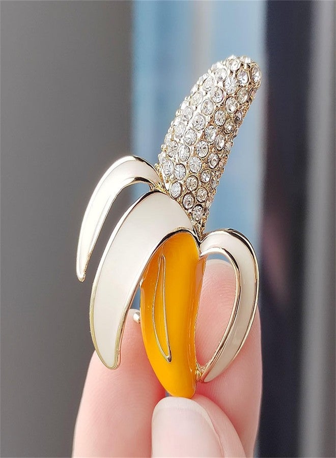 RLHRNDE Crystal Banana Brooch Pin for Women Tropical Banana Enamel Brooch Unique Fruit Pin Dainty Christmas Birthday Jewelry Clothing Backpack Jacket Hat Decoration (Banana) - Image 4