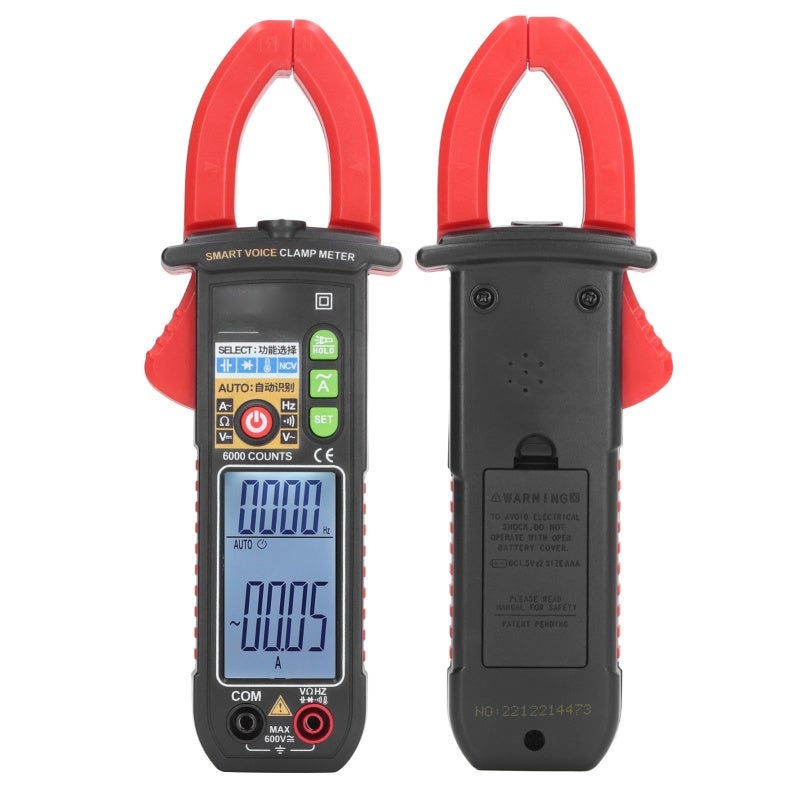 Non-Contact Voltage Tester 32mm Jaw Safe Proximity Alarm - Voice Broadcast Hands-Free Operation AC Current Detector Up to 600A for Dark Environment Night Measurement - Image 4