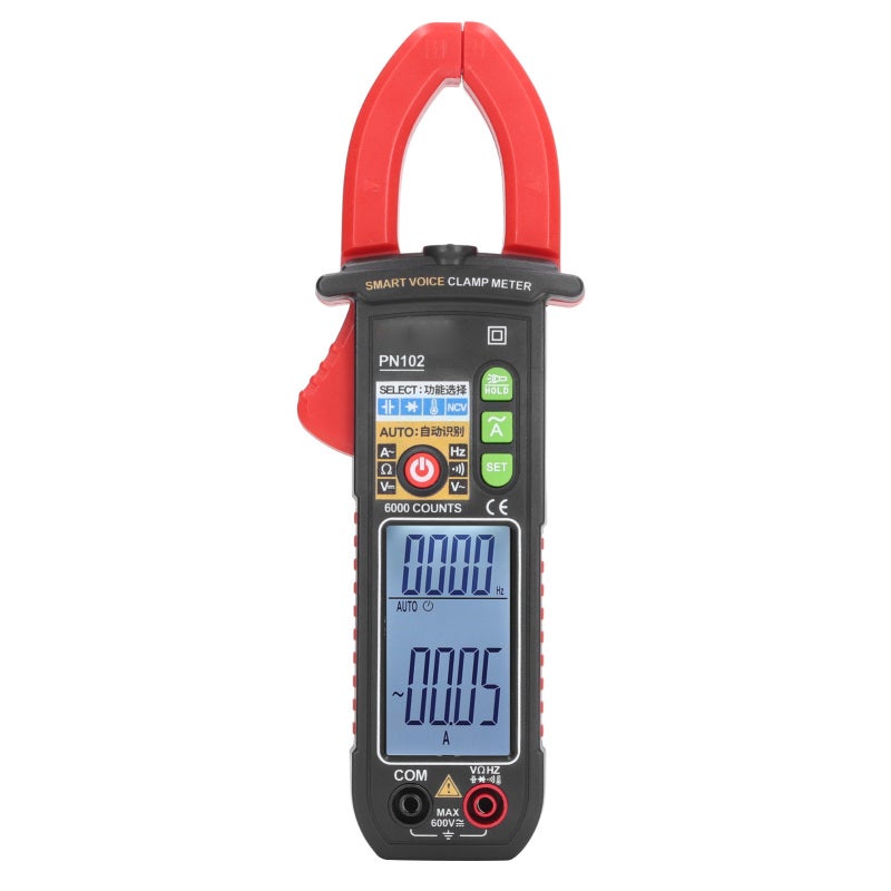Non-Contact Voltage Tester 32mm Jaw Safe Proximity Alarm - Voice Broadcast Hands-Free Operation AC Current Detector Up to 600A for Dark Environment Night Measurement - Image 1