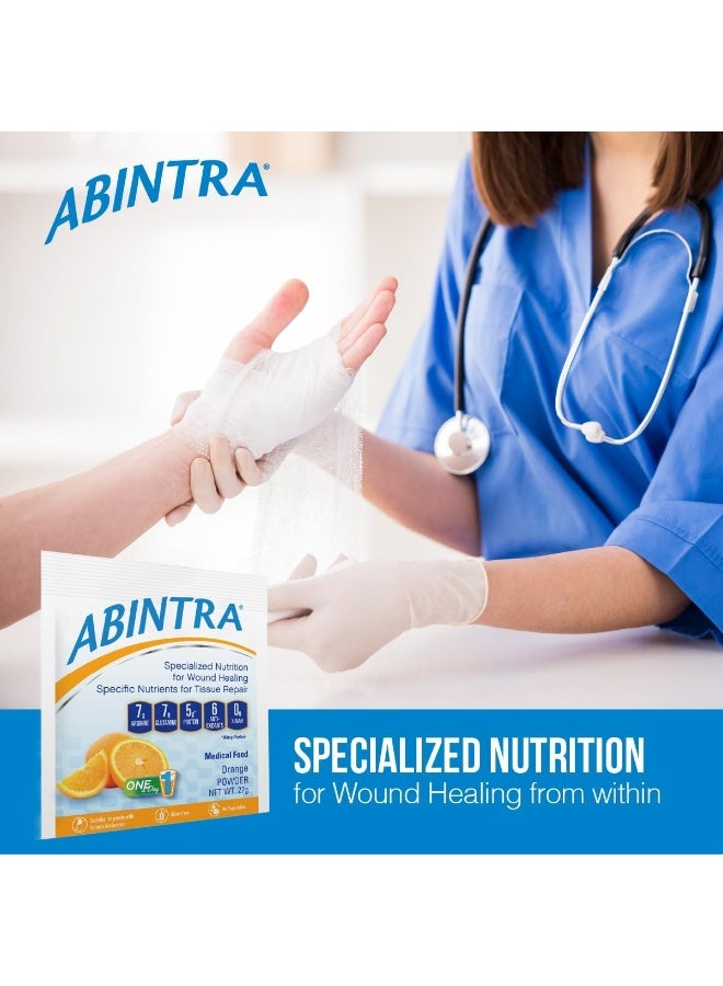 ABINTRA ABINTRA Specialized Wound Healing Nutritional Supplement Includes L-Arginine, L-Glutamine, Whey Protein, Vitamins and Minerals, Orange Flavor, 6 Packets, 27g Each, Made in The USA  - Image 2