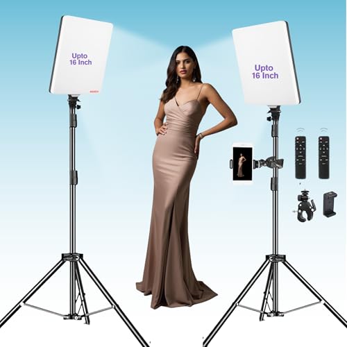 ADZOY Premium 2-Pack 6 Modes 16 Inch (PL-16) LED LED Panel Photograpny Ligth Touch Keys | Remote | Portable |Dimmable 7 Foot Metal Tripod Stand for Studio Video Recording/Baking/Calligraphy - Image 1