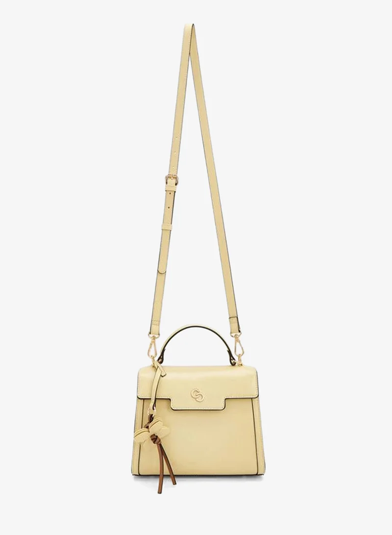 Celeste YELLOW Solid Satchel Bag With Detachable Strap for Women | Best Price UAE