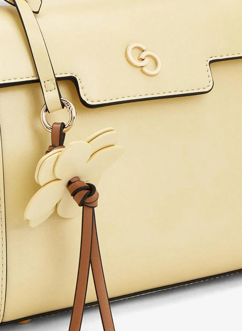 Celeste YELLOW Solid Satchel Bag With Detachable Strap for Women | Best Price UAE