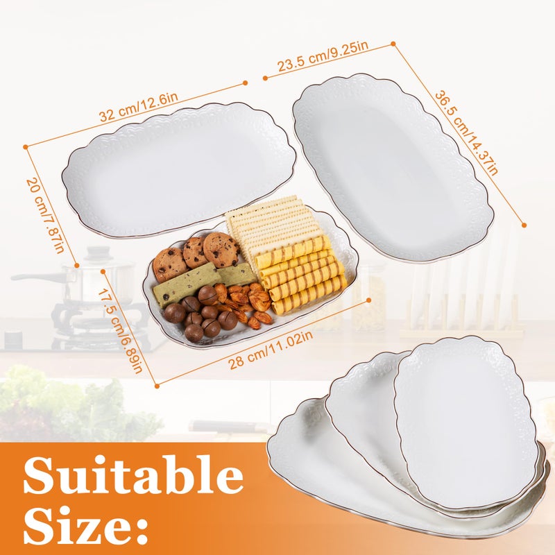 Kassel Ceramic Serving Platter Set | 14â€/12â€/10â€ Oval Serving Trays for Entertaining at Parties and Weddings | Oven Safe Large Serving Trays for Tacos, Steak, and Cake - Image 3