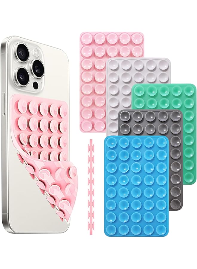 Green Tiger 6 Pcs Double Sided Silicone Cup Phone Mount, Strong Grip Holder Silicone Suction for Phone Case, Hands-Free & Non-Slip Mobile Suction Cup Phone Accessories Holder - Image 1