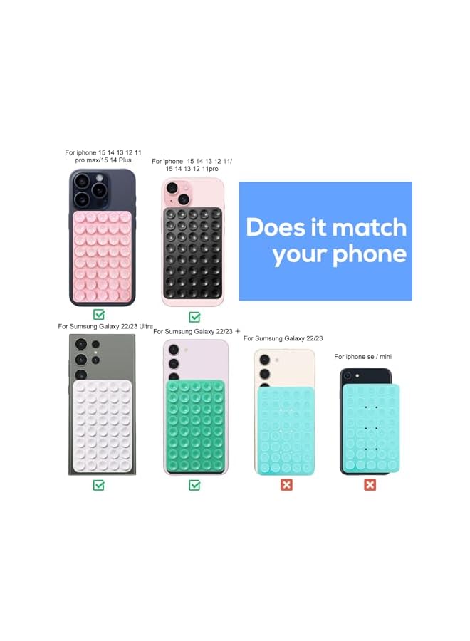 Green Tiger 6 Pcs Double Sided Silicone Cup Phone Mount, Strong Grip Holder Silicone Suction for Phone Case, Hands-Free & Non-Slip Mobile Suction Cup Phone Accessories Holder - Image 3