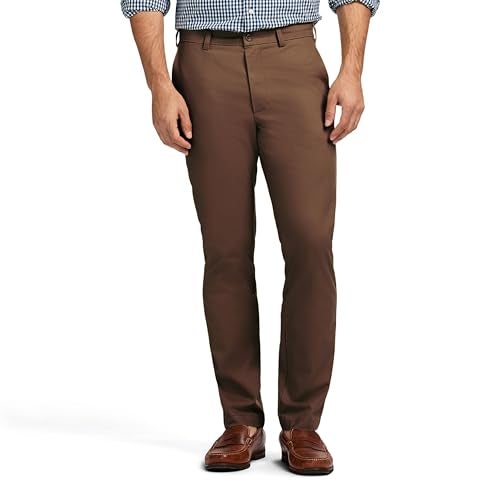 IZOD Men's American Chino Flat-Front Straight-Fit Pants, Decaf Coffee, 38W x 34L - Image 1