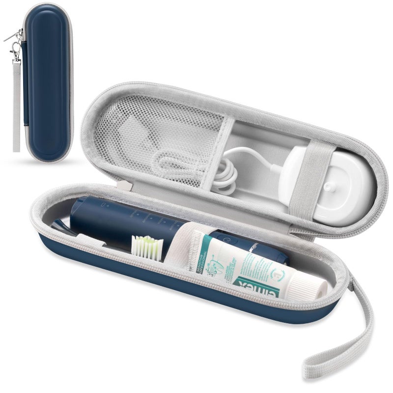 TYSORETY Toothbrush Travel Case for Oral B/Oral-B Pro 1000 1500 5000 7000 & Philips Sonicare 4100 1100 5300 5100 6100/iO Electric Toothbrush, Hard Protective Storage Bag (Deep blue) - Image 1