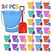 Holady 5 Inch Sand Beach Buckets Pail with ShovelsWater Bucket for Beach Fun Great Summer Party Accessory24 Bucket24 Shovels - Image 2