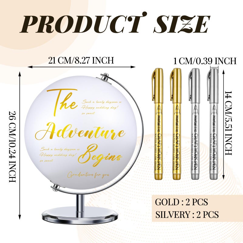 Saypacck World Globe Guest Book with 4 Pens Globe Wedding Guest Book Alternative Writable DIY Blank White Registry Ideas for Wedding Party Bride Shower Baby Shower Graduation - Image 2