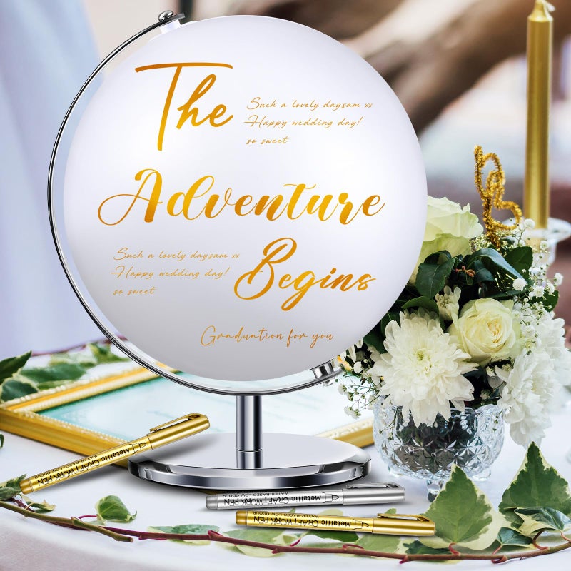 Saypacck World Globe Guest Book with 4 Pens Globe Wedding Guest Book Alternative Writable DIY Blank White Registry Ideas for Wedding Party Bride Shower Baby Shower Graduation - Image 1
