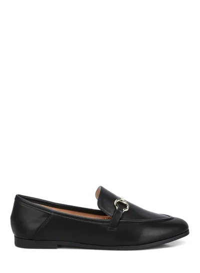London Rag Black Semi Casual Faux Leather Loafers