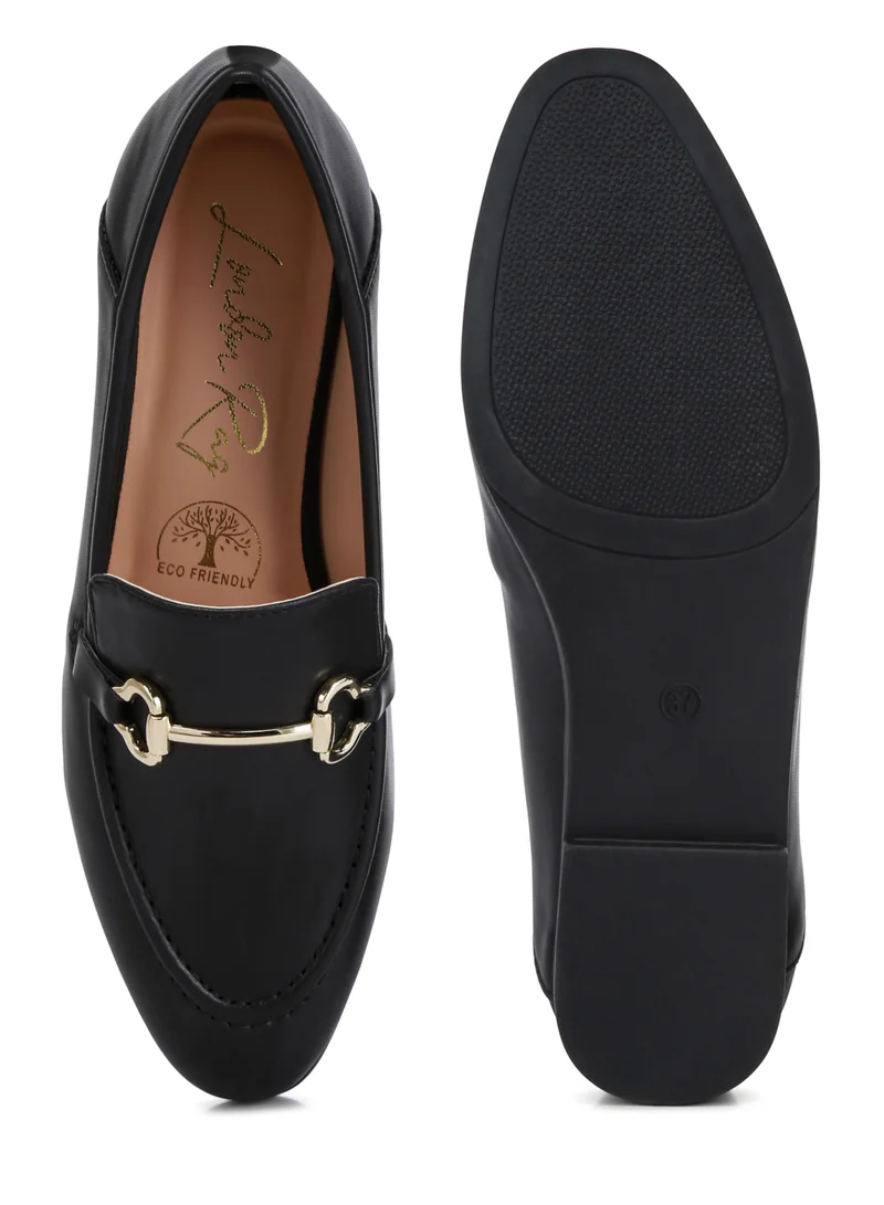 London Rag Black Semi Casual Faux Leather Loafers