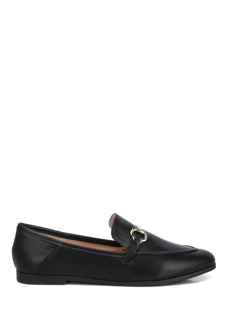 London Rag Black Semi Casual Faux Leather Loafers