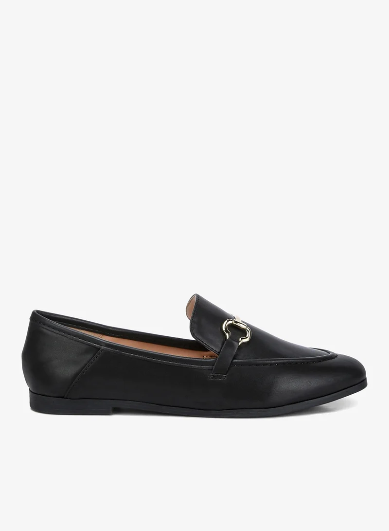 Black Semi Casual Faux Leather Loafers
