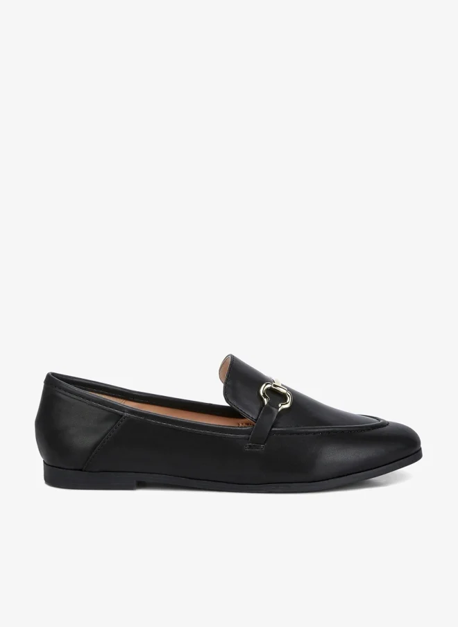 Black Semi Casual Faux Leather Loafers