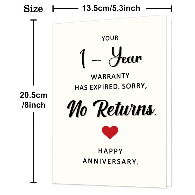 Smithtuy Funny 1st Anniversary Card,1 Year Anniversary Card Gifts for Boyfriend Girlfriend Him Her,One Year Wedding Anniversary Cards Gifts for Husband Wife Women Men Couples - Image 3