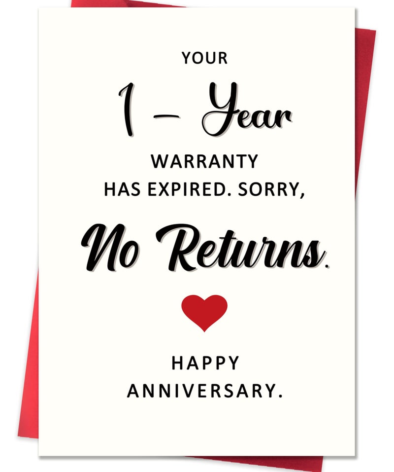 Smithtuy Funny 1st Anniversary Card,1 Year Anniversary Card Gifts for Boyfriend Girlfriend Him Her,One Year Wedding Anniversary Cards Gifts for Husband Wife Women Men Couples - Image 1
