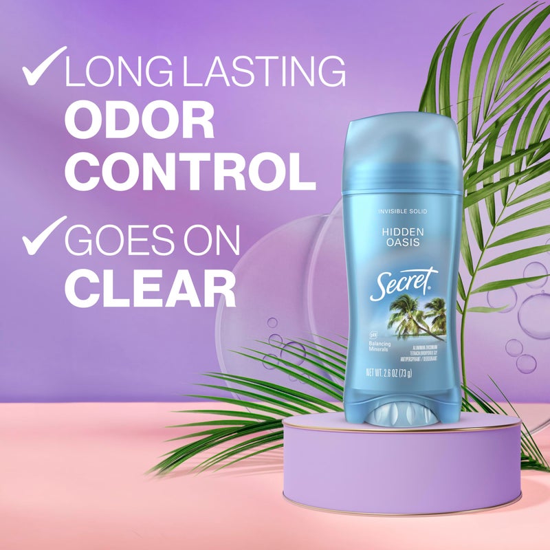 Secret Fresh Antiperspirant Deodorant for Women, 72hr Breathable Sweat & Odor Protection, Instant Freshness & Gentle, PH Balancing Minerals, Invisible Solid, Hidden Oasis Scent, 2.6 oz - Image 2