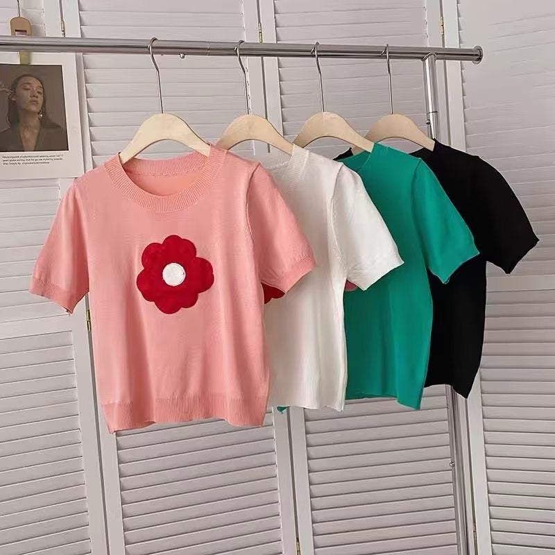 All-match New Artistic Women's Short-sleeved Crewneck Simple T-shirt Popular Fashion Harajuku Spring Lazy Elegant ins - Image 3