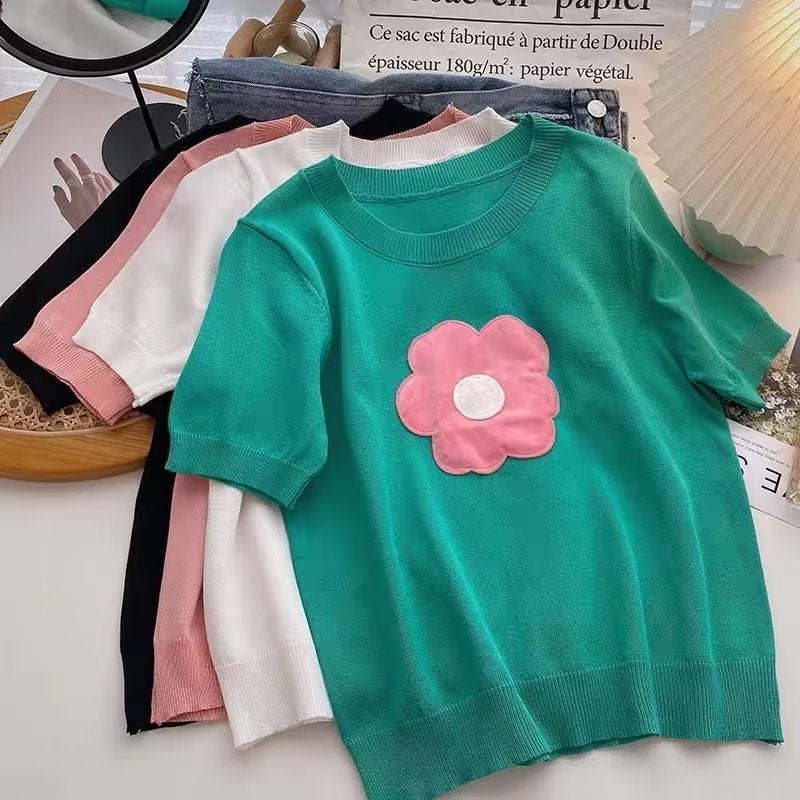 All-match New Artistic Women's Short-sleeved Crewneck Simple T-shirt Popular Fashion Harajuku Spring Lazy Elegant ins - Image 4