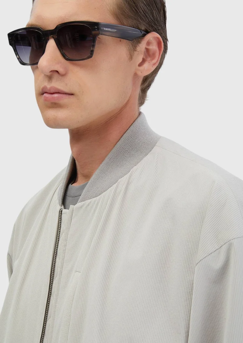 RAMSEY Light Grey Regular Fit Turtleneck Casual Weaving Coat