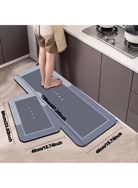 2-Piece Kitchen and Bathroom Mat Set – Super Absorbent, Quick-Dry, Non-Slip Floor Rugs – Soft & Comfortable Design for Kitchen, Bathroom, and Living Room