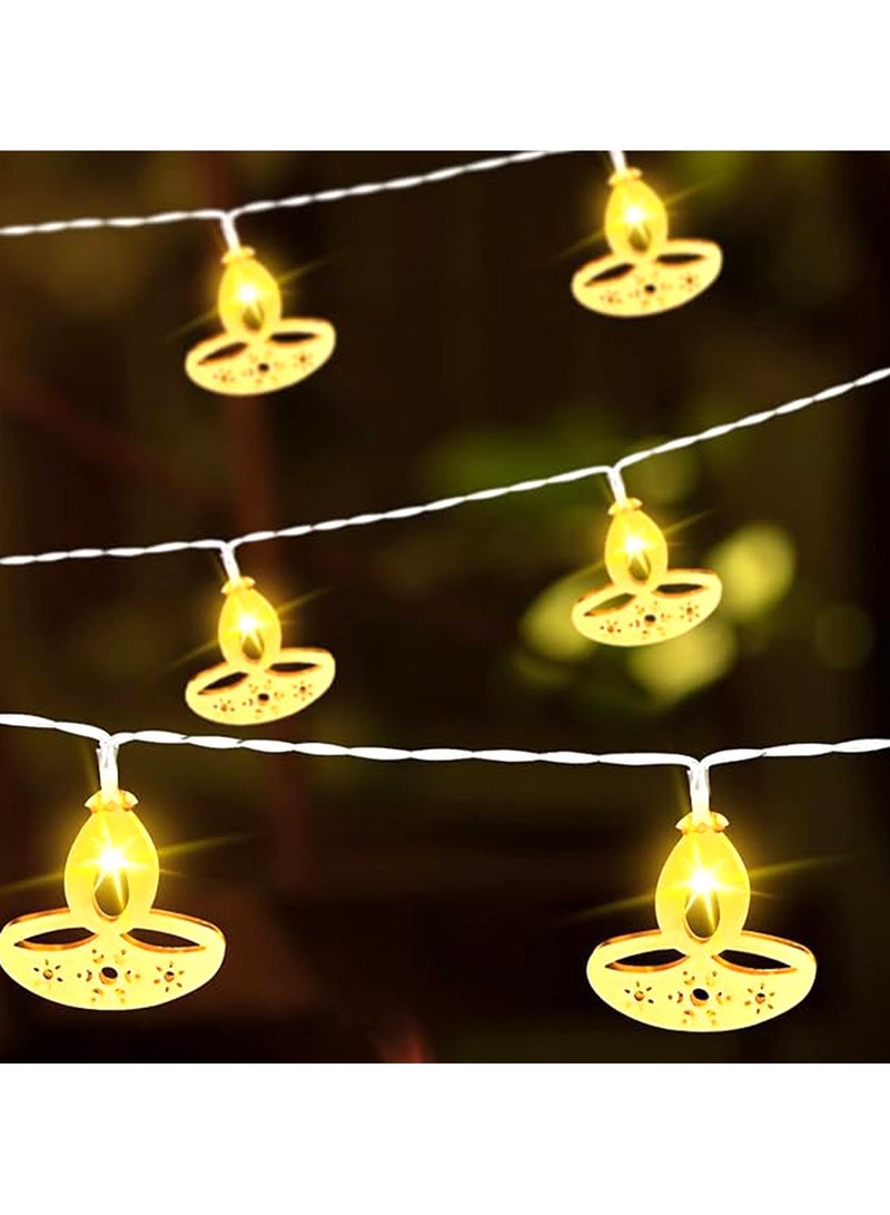 ZAYO LED Golden Diya String Lights Battery Operated Fairy Lights for Home Décor, Diwali Festival, Wedding Balcony & Wall Party Decoration LED Lights - Image 3
