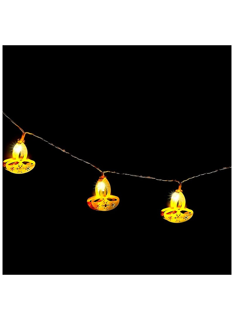 ZAYO LED Golden Diya String Lights Battery Operated Fairy Lights for Home Décor, Diwali Festival, Wedding Balcony & Wall Party Decoration LED Lights - Image 2