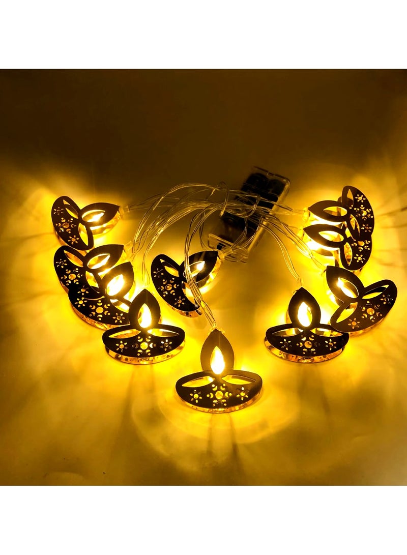 ZAYO LED Golden Diya String Lights Battery Operated Fairy Lights for Home Décor, Diwali Festival, Wedding Balcony & Wall Party Decoration LED Lights - Image 4