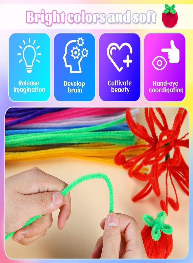 LOKUNN Pipe Cleaners, 200 Pcs Yellow Pipe Cleaners Craft Set, Solid Color Chenille Stems, DIY Arts and Crafts with Adhesive Eyes and Storage Box, Christmas Halloween Decoration Art Supplies - Image 5